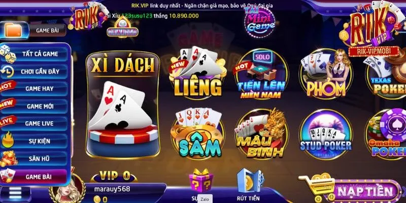 Những tựa game hot hit tại sảnh game bài Rikvip